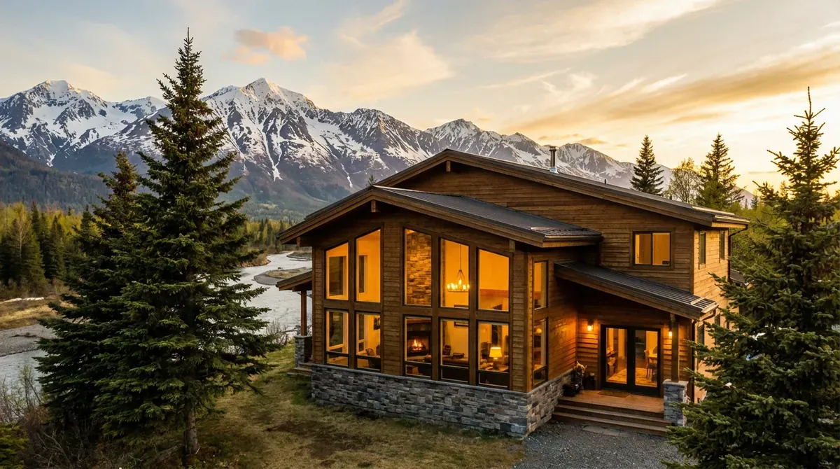 Beautiful Alaska home with mountain backdrop